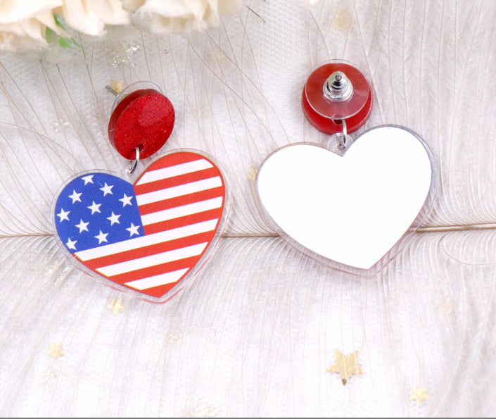 Wholesale Independence Day Heart Earrings